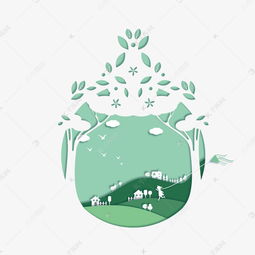 剪紙風綠色環保素材圖片免費下載 千庫網